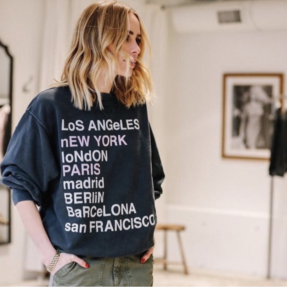 Anine Bing Black Sweatshirt with City Print